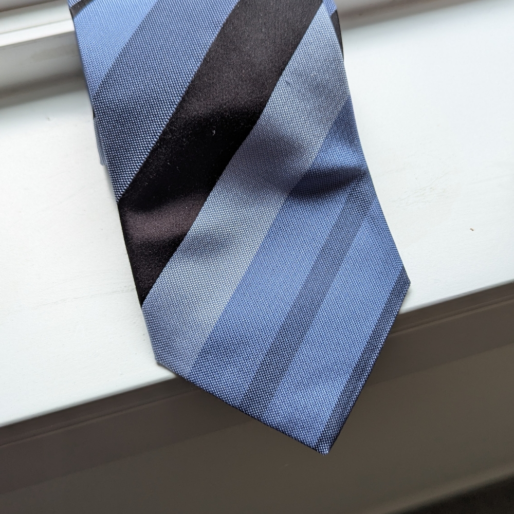 Lanvin Blue and Black Diagonal Striped Tie